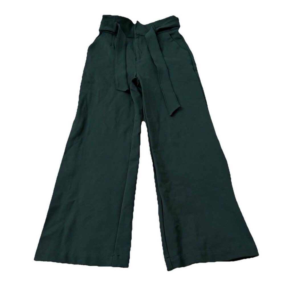 Anthropologie Maeve Irina Pants‎ 4 Green Relaxed Wide Leg Belted High-Waisted